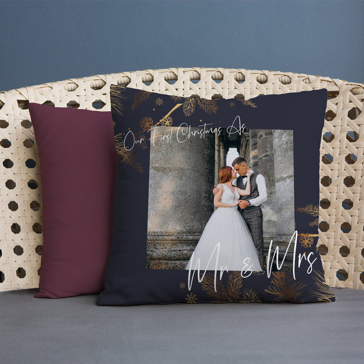 Christmas Royal & Gold - Personalised Photo 45cm Cushion