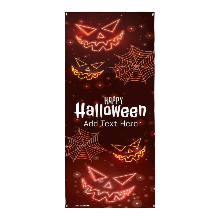 Personalised Text - Neon Pumpkins - Halloween Door Banner