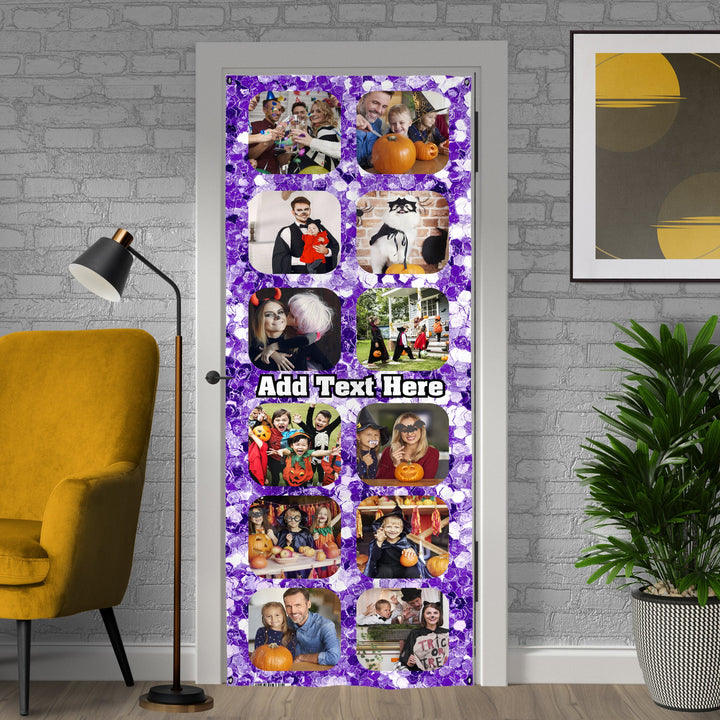 Personalised Text - Purple Glitter - 12 Photo Door Banner