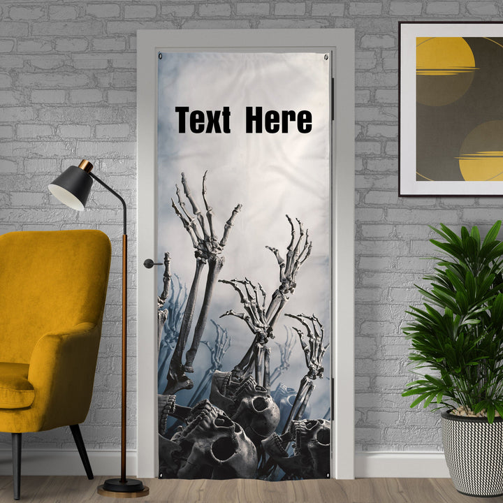 Personalised Text - Skulls - Halloween Door Banner