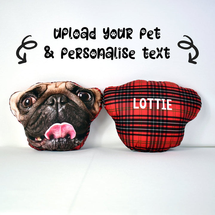 Pet Face Cushion - Red Tartan