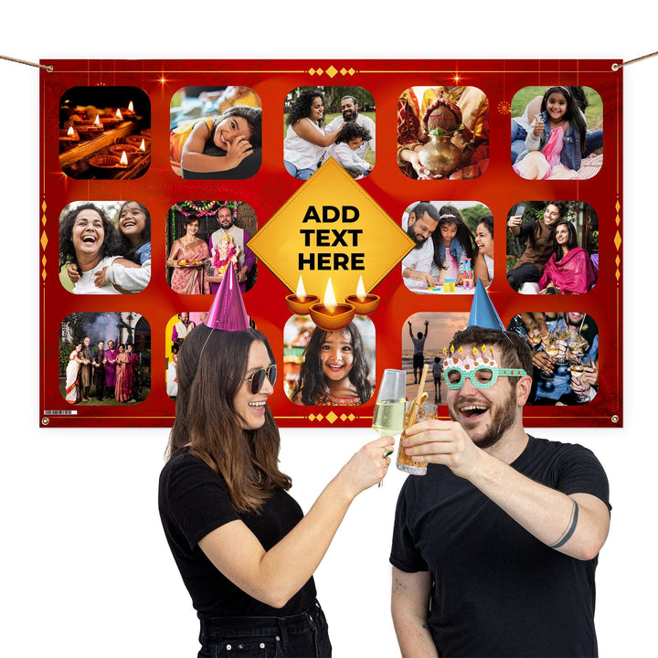 Red Diwali Photo Banner - Edit text - 5FT X 3FT