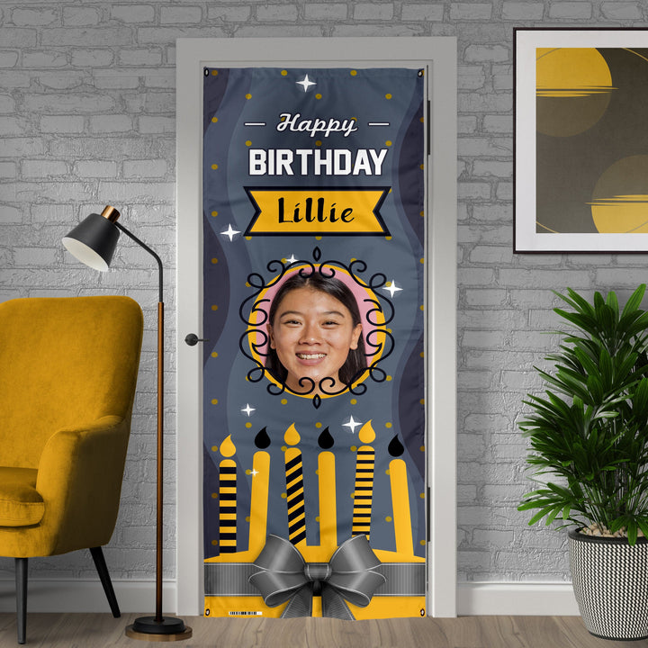 Personalised Text - Mustard Spot - Birthday Door Banner