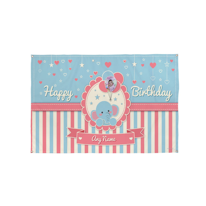 Kids Elephant Birthday Banner - 5ft x 3ft