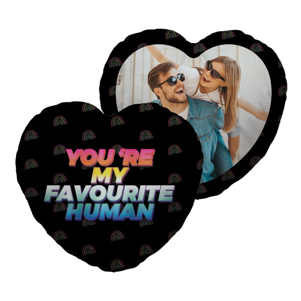 You're My Favourite Human - Heart Shaped Photo Cushion