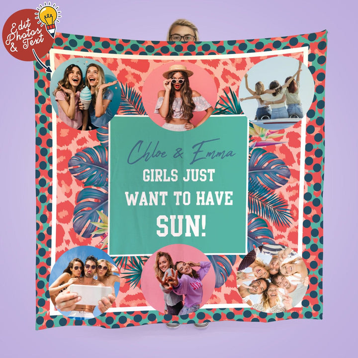 Pink Tropics - Girl just want to have sun - Photo Fleece Throw