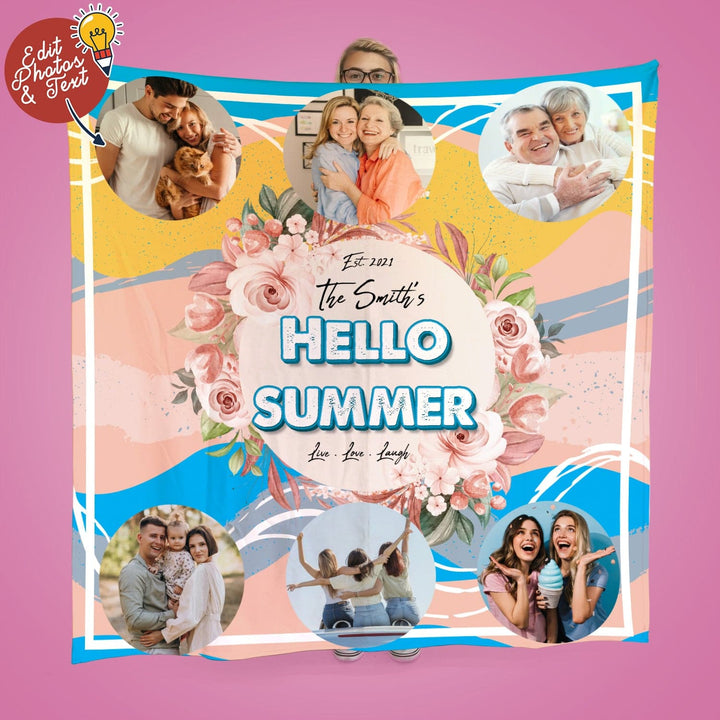 Hello Summer - Colourful Wave - Photo Fleece Throw