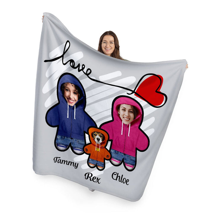 Personalised Text and Colour - Create your family  - Photo Fleece Blanket