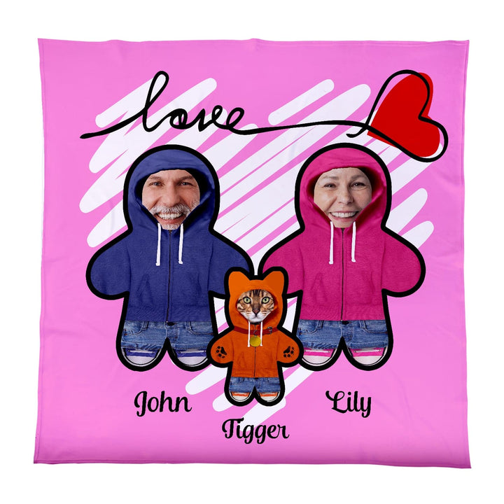 Personalised Text and Colour - Create your family  - Photo Fleece Blanket