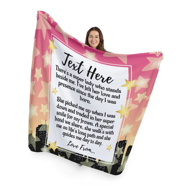 Personalised Text - Super Stars - Sentiment Quote Fleece Blanket