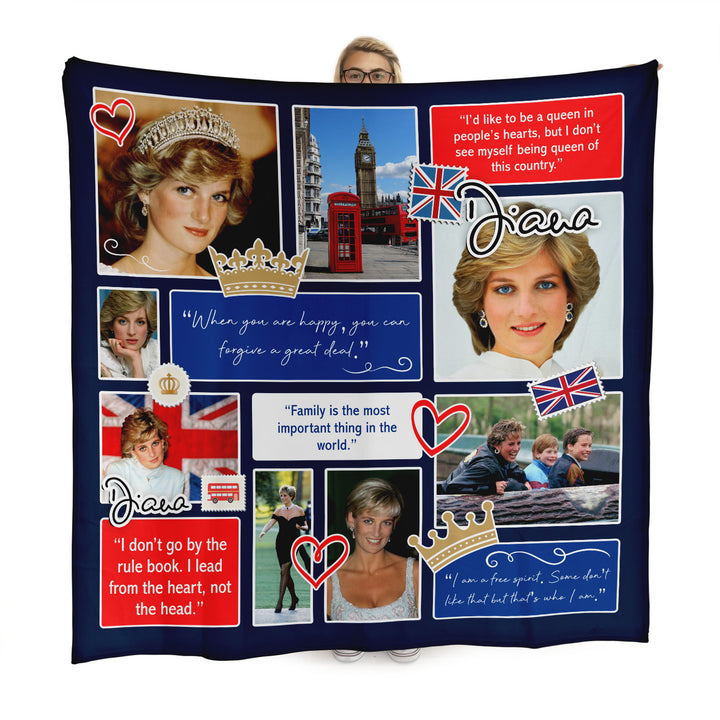 Princess Diana - Photo and Quote Collage - 150 x 150cm Fleece Blanket