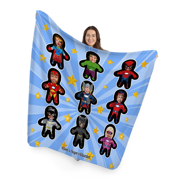 Personalised Text and Colour - Mini Me Hero's - Photo Fleece Blanket