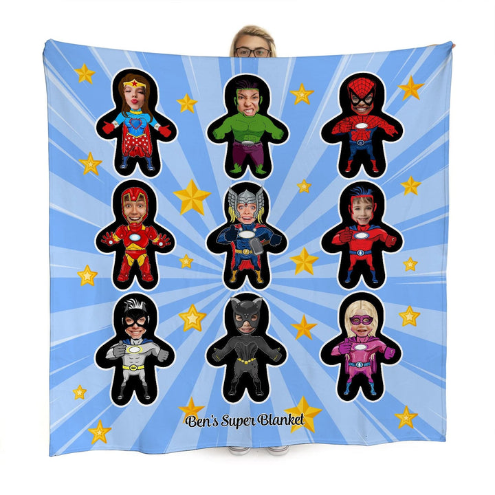 Personalised Text and Colour - Mini Me Hero's - Photo Fleece Blanket