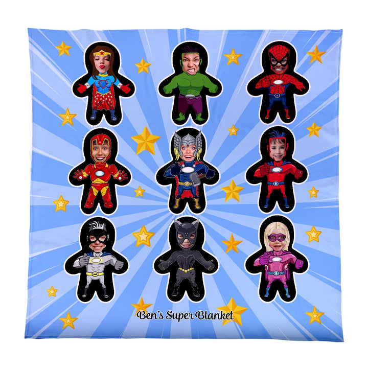 Personalised Text and Colour - Mini Me Hero's - Photo Fleece Blanket