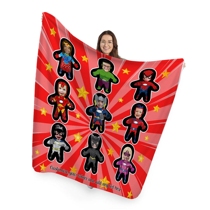 Personalised Text and Colour - Mini Me Hero's - Photo Fleece Blanket