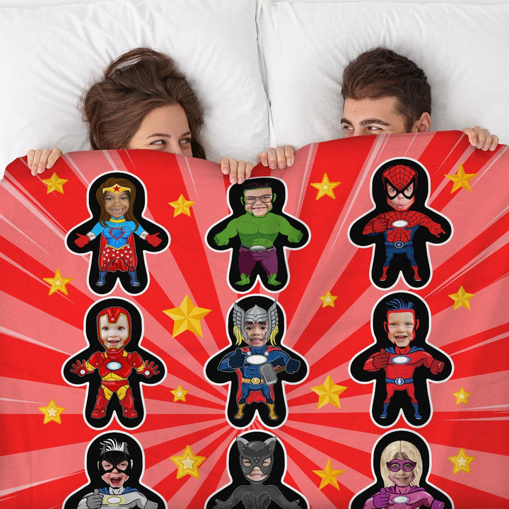 Personalised Text and Colour - Mini Me Hero's - Photo Fleece Blanket