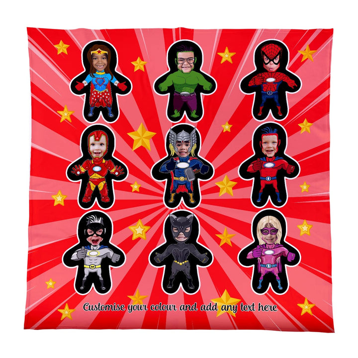 Personalised Text and Colour - Mini Me Hero's - Photo Fleece Blanket