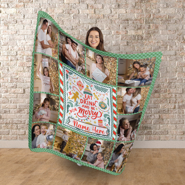 Christmas Drink & Be Merry  - 12 Photo - Personalised Fleece Blanket