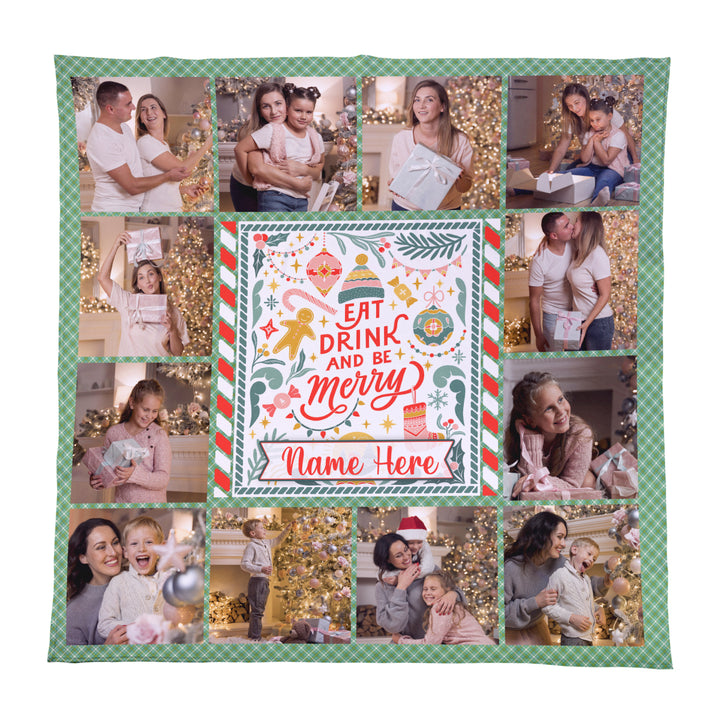 Christmas Drink & Be Merry  - 12 Photo - Personalised Fleece Blanket