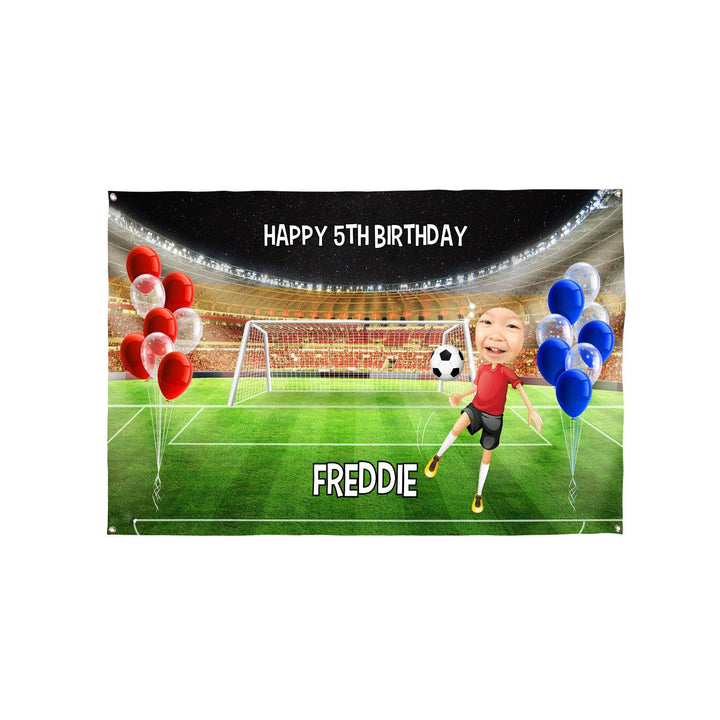 Personalised Text - Football Party Backdrop - 5ft x 3ft