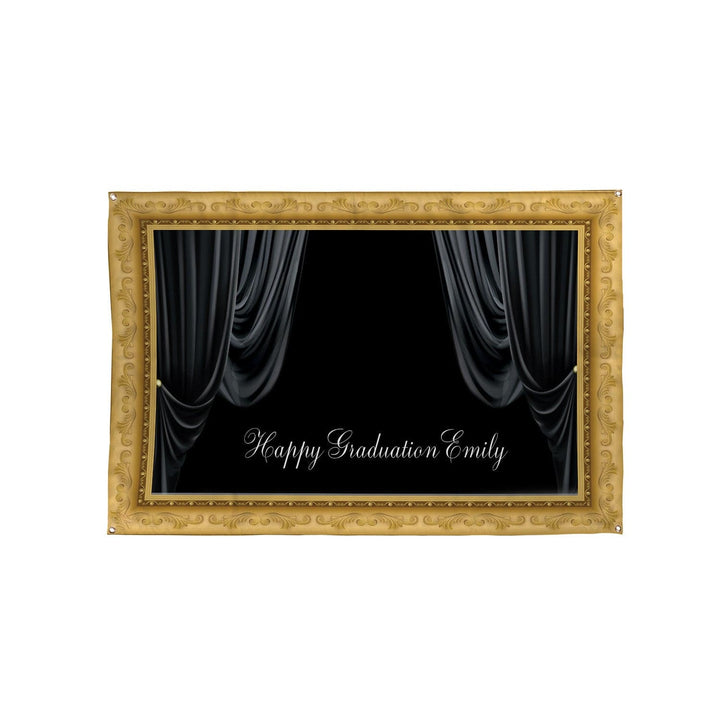 Personalised Text - Gold Framed Photobooth Party Backdrop - 5ft x 3ft