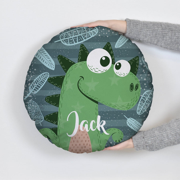 Cute Dinosaur - Green - Round Kid Cushion - 24"