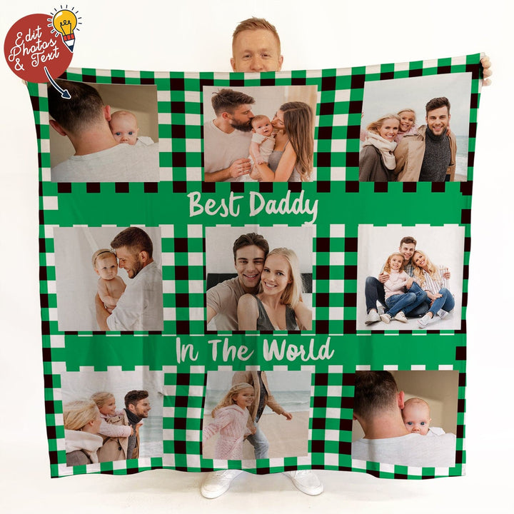 Green Gingham - 9 Photo - Photo Fleece Blanket