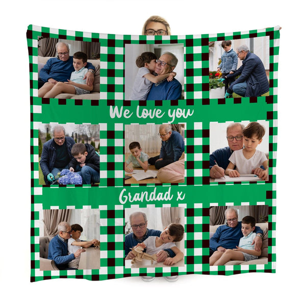 Personalised Green Gingham Photo Blanket