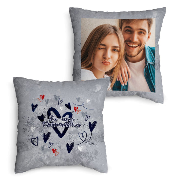 Personalised Be My Valentine - Grey Texture - Photo 45cm Cushion