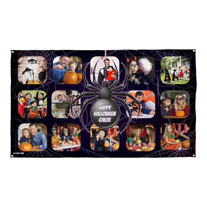 Halloween spider web photo banner - Edit text - 5FT X 3FT