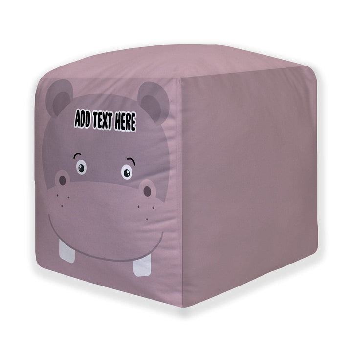 Personalised Hippo Photo Cube Cushion - Two Sizes