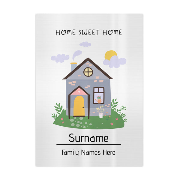 Personalised Home Sweet Home - A4 Metal Sign Plaque - Frame Options Available