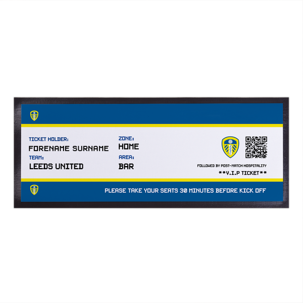 Leeds United FC - Football Ticket Personalised Bar Runner - Officially Licenced