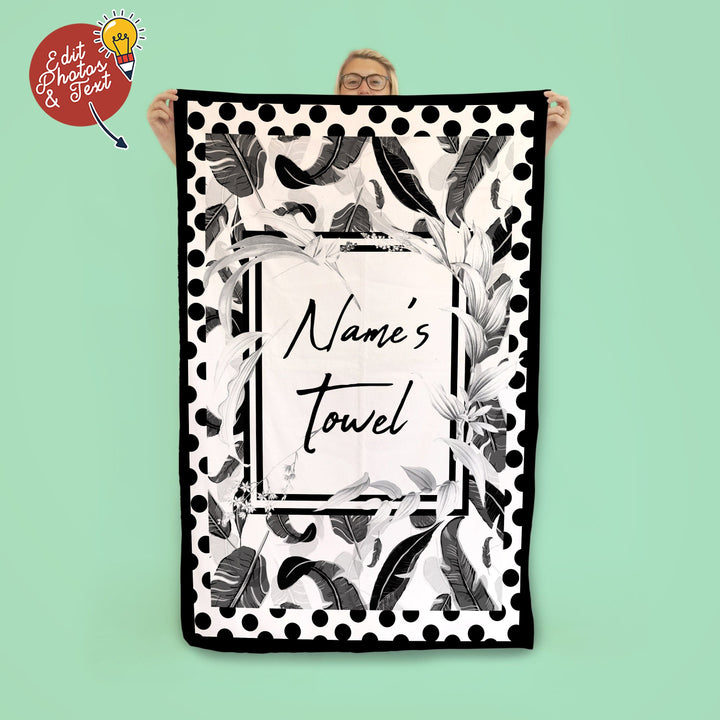 Monochrome Jungle Pattern - Beach Towel