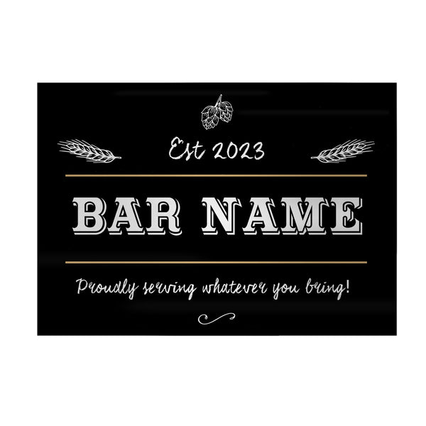 Personalised Proudly Serving Bar - A4 Metal Sign Plaque 