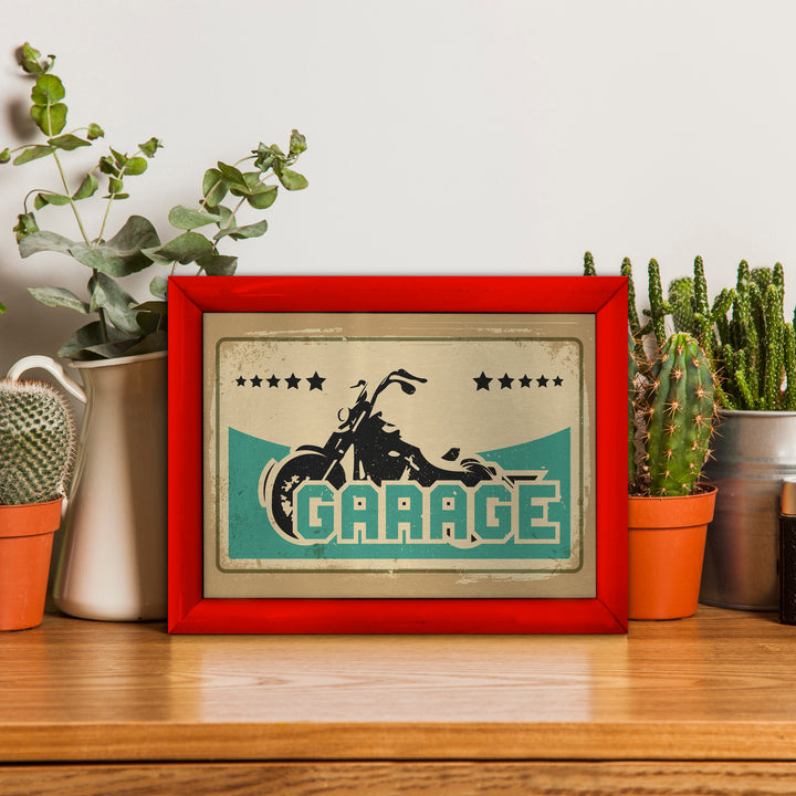 Personalised Biker Garage - A4 Metal Sign Plaque