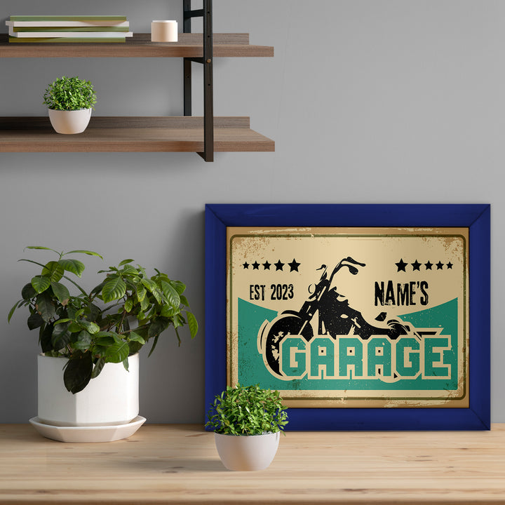 Personalised Biker Garage - A4 Metal Sign Plaque