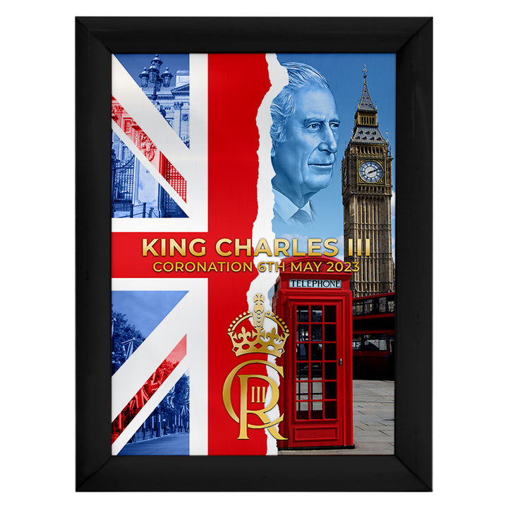 King Charles Coronation - Photo Collage - A4 Metal Sign Plaque - Frame Options Available