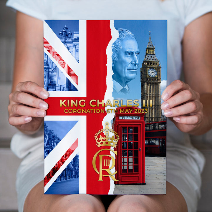 King Charles Coronation - Photo Collage - A4 Metal Sign Plaque - Frame Options Available