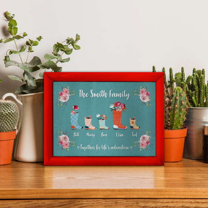 Personalised Family Wellies - A4 Metal Sign Plaque