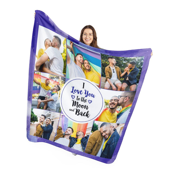 Moon and Back Photo Blanket - 8 Photo - Personalised Fleece