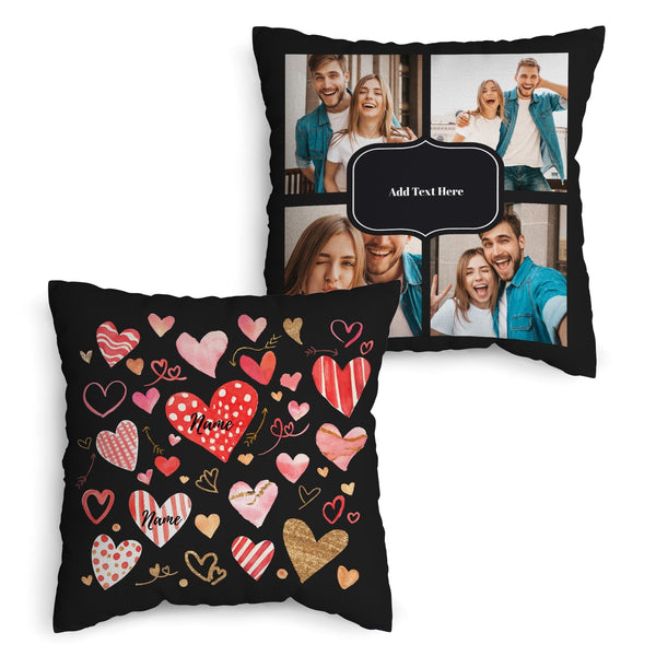 Personalised Hearts - 4 Photo 45cm Cushion