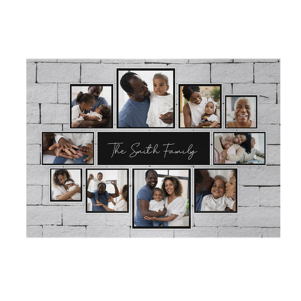 Personalised Family Name - 10 Photo - A4 Metal Sign Plaque 