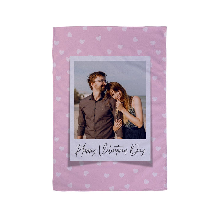 Pink Hearts - 1 Photo Personalised Tea Towel