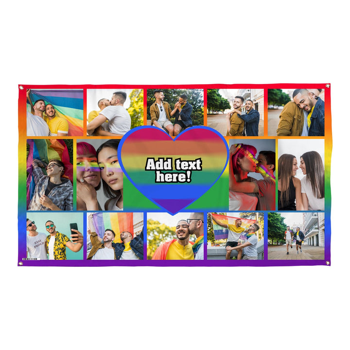 Pride Heart photo banner - Edit text - 5FT X 3FT