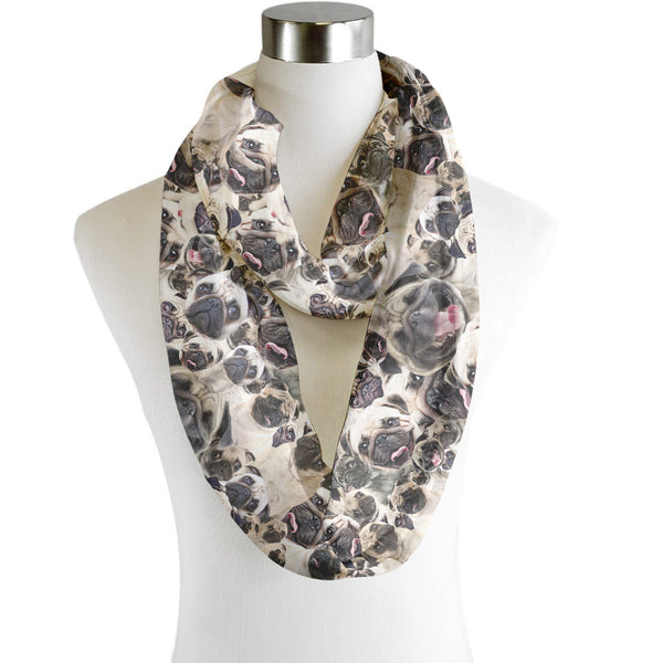 Pugs All Over - Scarf - Infinity  - Chiffon