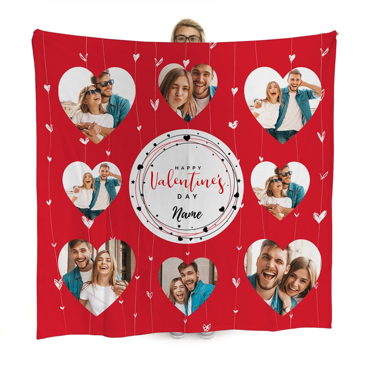 Happy Valentines Day - Personalised Heart Photo Blanket