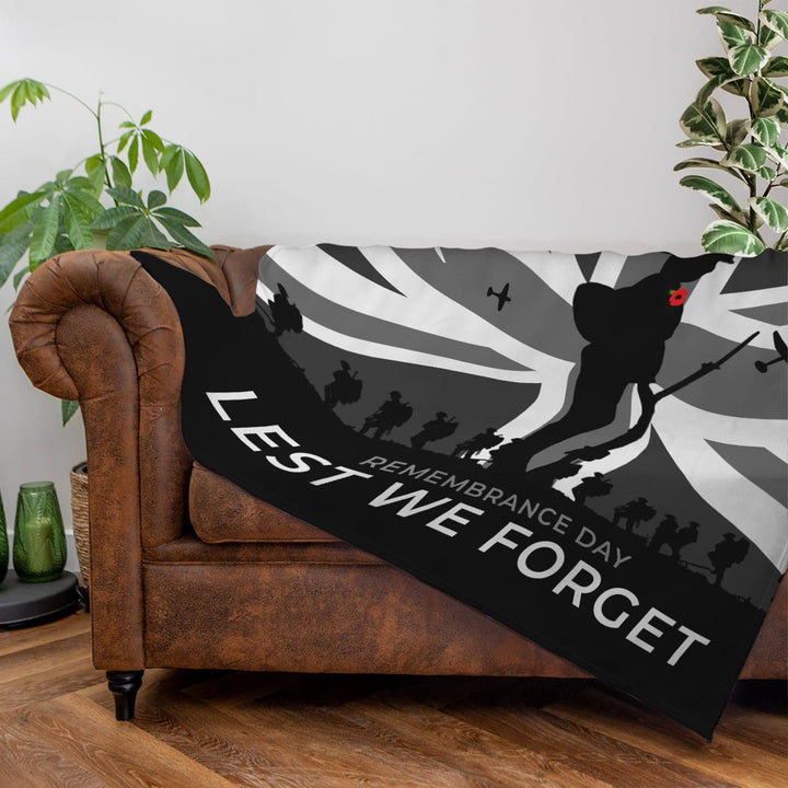 Remembrance Day - B&W Flag Fleece - Fleece Blanket