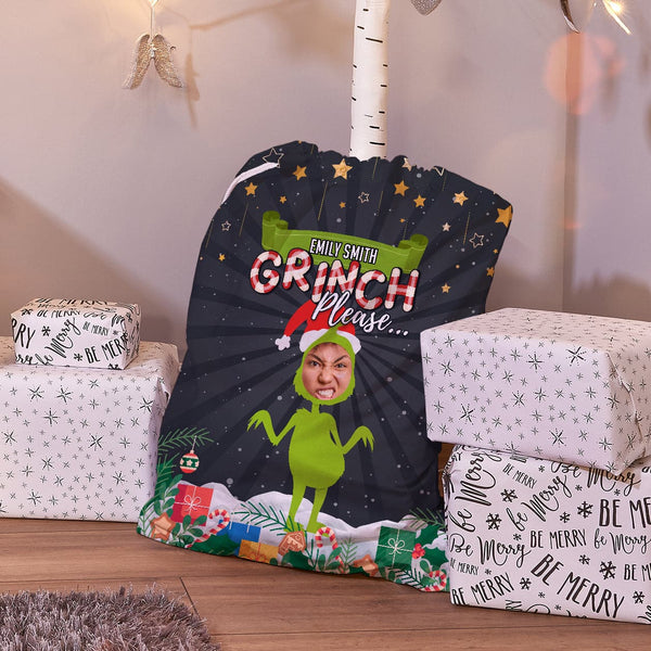 Personalised - Grinch Please - Santa Sack Media 1 of 4