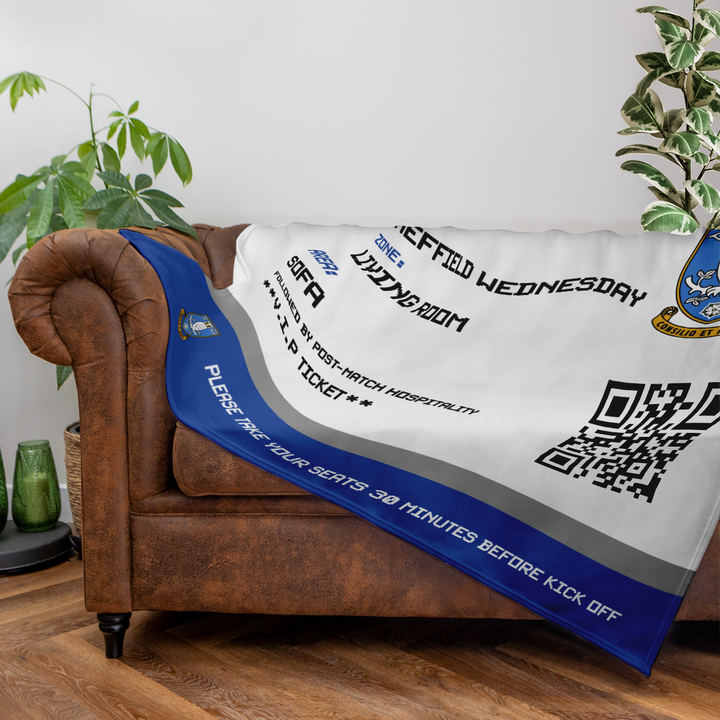 Sheffield Wednesday FC - Football Ticket Fleece Blanket - Officially Licenced